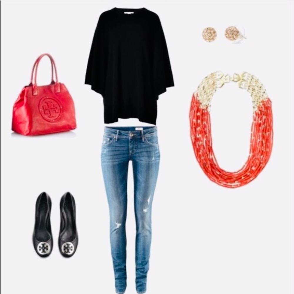 Stella & Dot | Retired Coral Red Hand-beaded Campari Statement Necklace - Picture 7 of 9